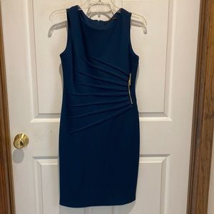 Dark teal dress (More blue than green) Ivanka trump w/gold non func zipper
